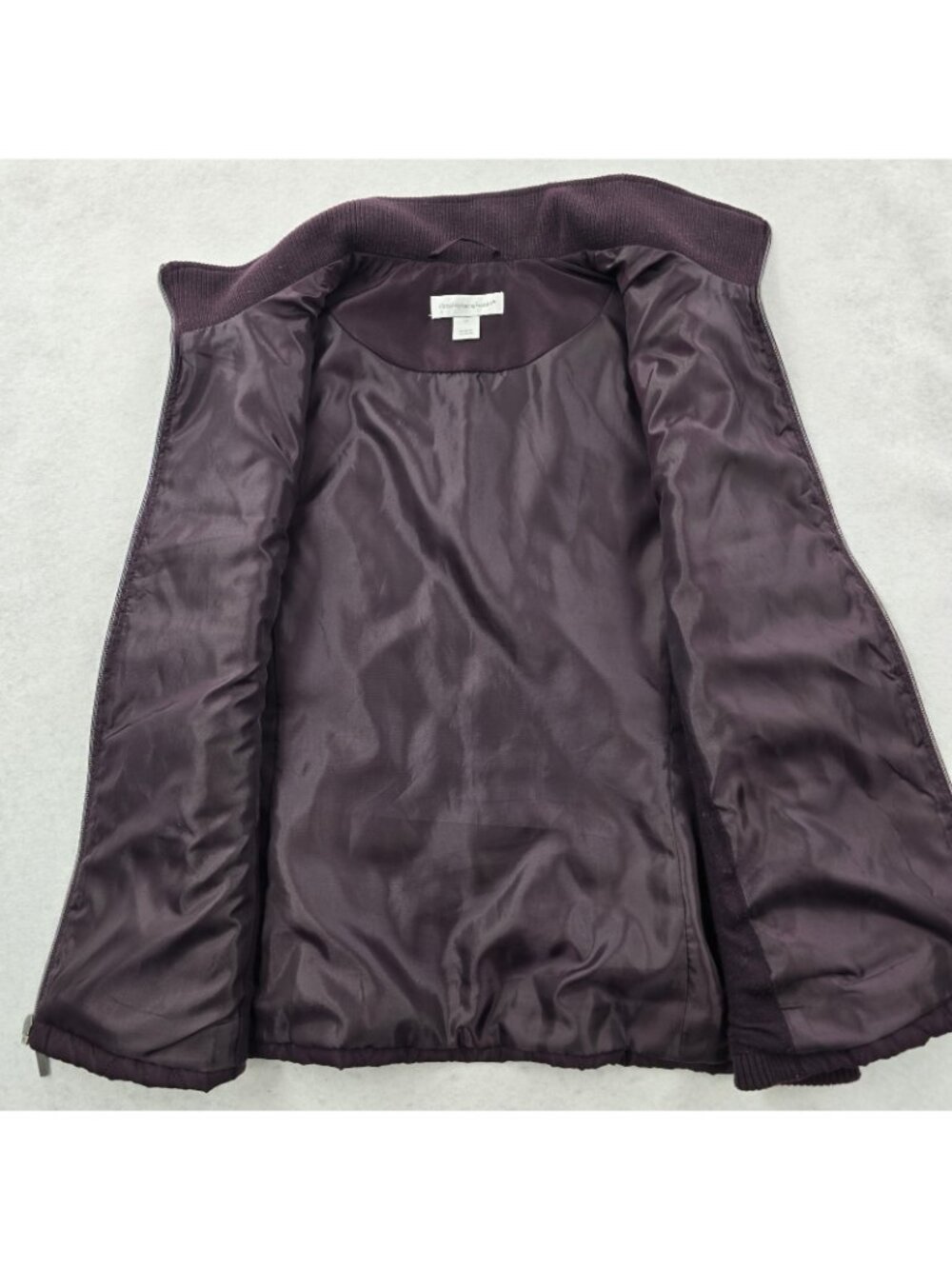 Christopher Banks Quilted Vest Size M Full Zip Flex Ribbed Side Panels Layering - Picture 6 of 8